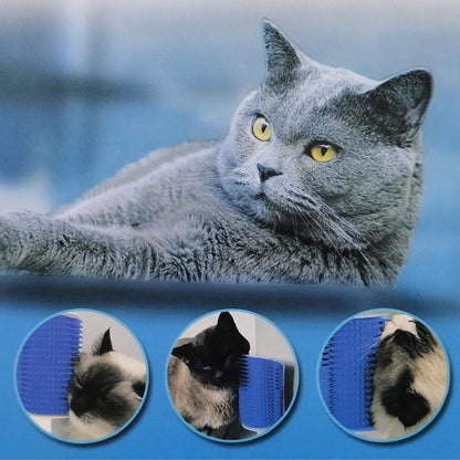 2-Pack Soft Self-Grooming Tool with Catnip Wall Corner Massage Comb and Scratcher for Cats and Dogs with Long or Short Fur (Gray)