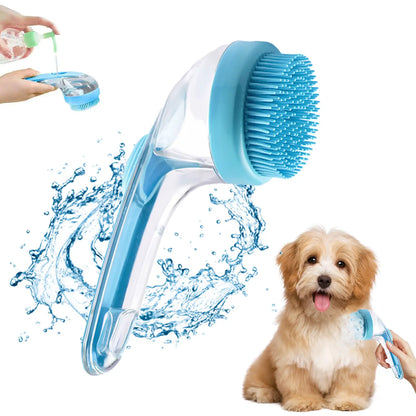 Professional Pet Bath Brush with Integrated Shampoo Dispenser for Dogs and Cats, Ergonomic Design, Gentle Massage Grooming Tool, User-Friendly Essential Bathing Accessory