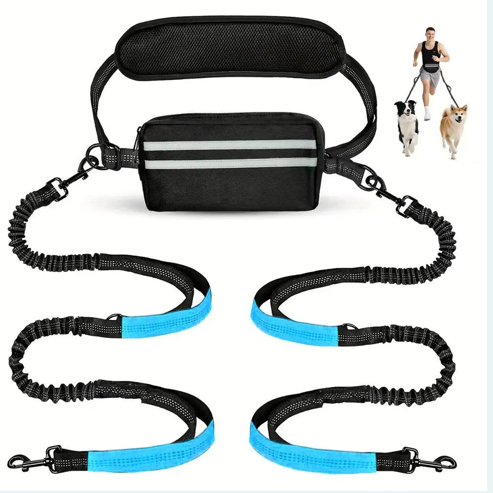 Pipidodo Hands-Free Dual Dog Leash with Waist Bag and Cushioned Pad – Effortless Walking for Two Dogs, Tangle-Free and Stress-Free