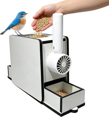 Electric Bird Seed Hull Separator with Portable Fan and USB Cable - Automatic Chaff Catcher for Parrots, Budgies, Cockatiels, and Canaries