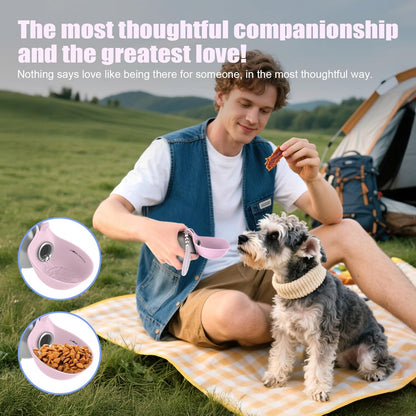 Stainless Steel Portable Dog Water Bottle with Bowl - 10oz No-Spill Travel Dispenser for Small Dogs, Ideal for Walking and Hiking