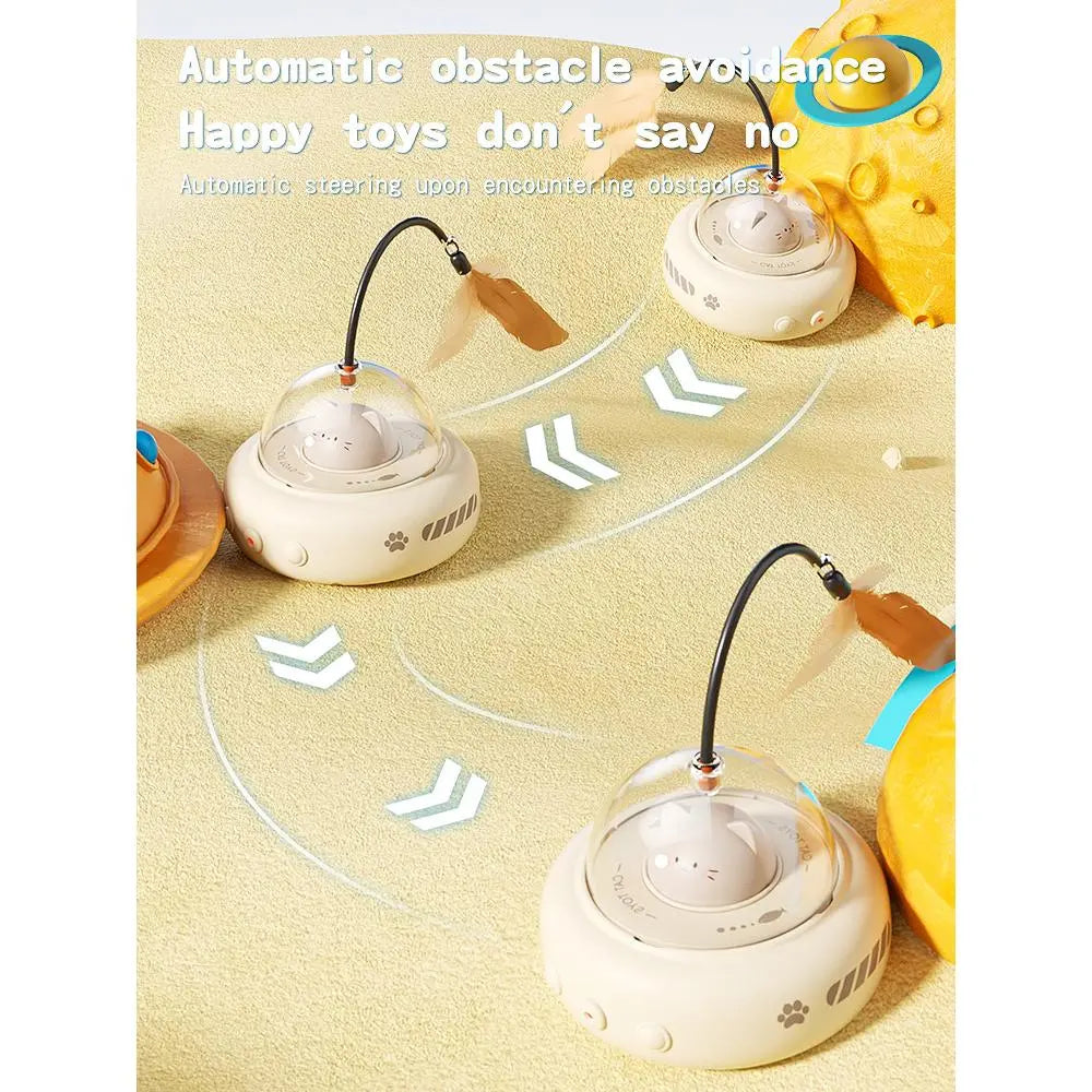 Interactive 2-in-1 Smart Laser and Feather Wand Toy for Cats - Automatic Rotating Electric Pet Toy for Indoor Play and Boredom Relief