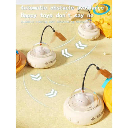 Interactive 2-in-1 Smart Laser and Feather Wand Toy for Cats - Automatic Rotating Electric Pet Toy for Indoor Play and Boredom Relief