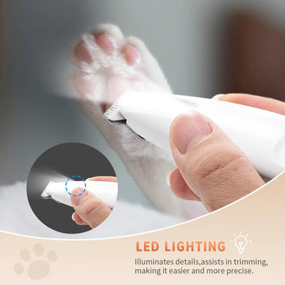 Pet Precision Hair Trimmer Kit - Rechargeable Dog Paw Trimmer with LED Light, Low Noise Dual-Speed Motor, Ideal for Small Dog and Cat Grooming, Waterproof Pet Grooming Tool