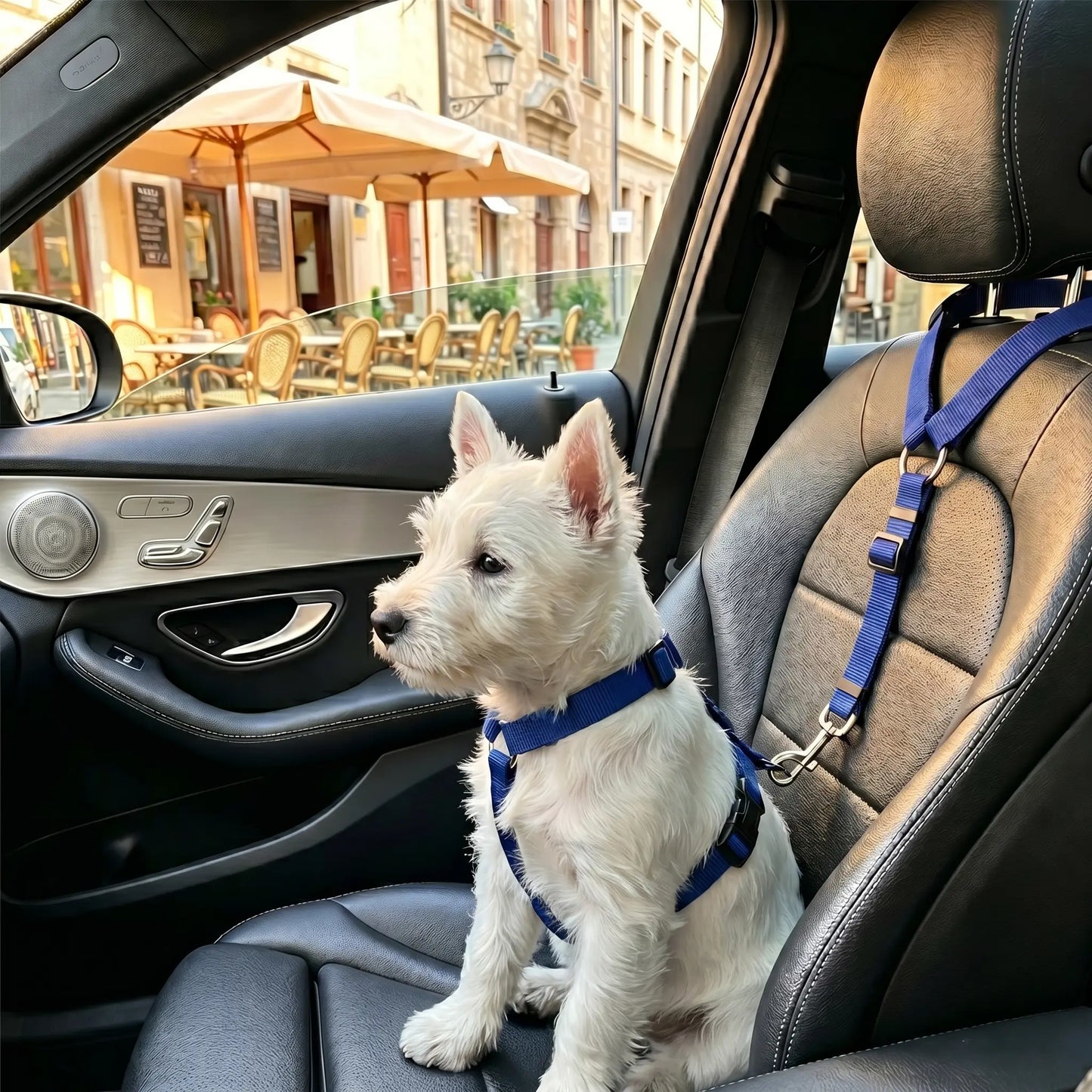 Adjustable Dog Car Safety Harness and Leash, Universal Fit for SUVs and Trucks, Includes Dual LED Retractable Chew Balls and Outdoor Interactive Bungee Toy