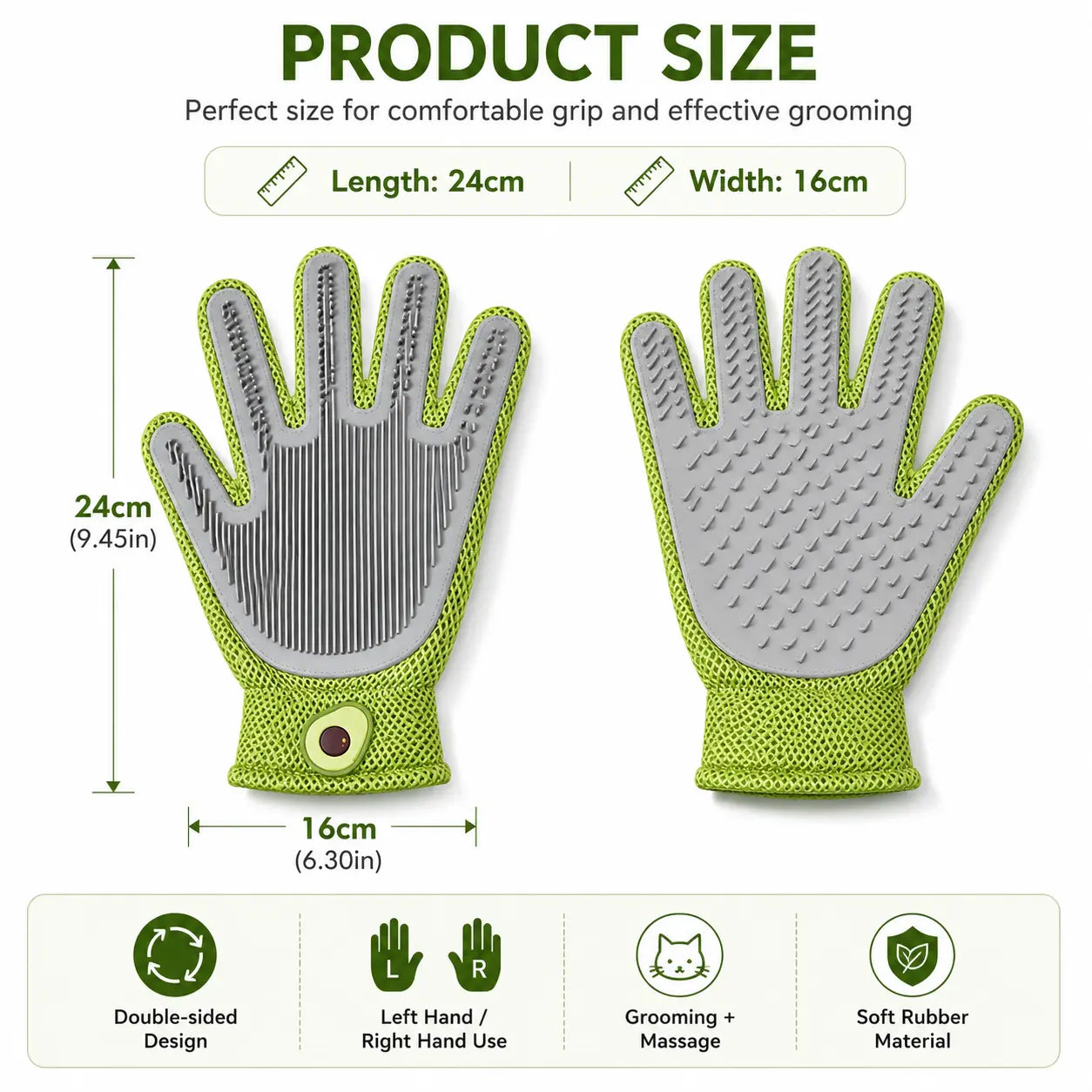 Professional Pet Grooming Glove for Cats and Dogs - Soft Silicone Brush for Daily Grooming, Deshedding, and Relaxing Massage, Reducing Loose Fur and Dirt for a Cleaner Home and Happier Pets