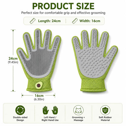 Professional Pet Grooming Glove for Cats and Dogs - Soft Silicone Brush for Daily Grooming, Deshedding, and Relaxing Massage, Reducing Loose Fur and Dirt for a Cleaner Home and Happier Pets