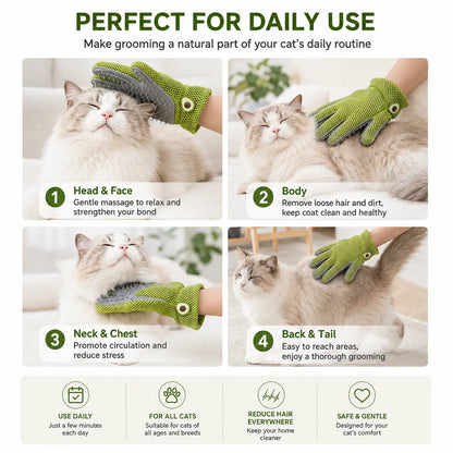 Professional Pet Grooming Glove for Cats and Dogs - Soft Silicone Brush for Daily Grooming, Deshedding, and Relaxing Massage, Reducing Loose Fur and Dirt for a Cleaner Home and Happier Pets