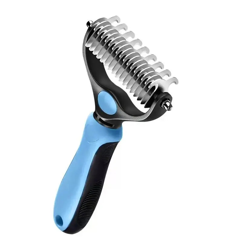 Professional Pet Dematting Undercoat Rake for Long-Haired Dogs and Cats, Double-Sided Deshedding Brush for Pain-Free Tangle Removal and Shedding Reduction, Premium Pet Grooming Tool N2