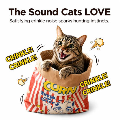 Premium Cat Hideout and Play Tunnel - Double-Layer Crinkle Bag for Indoor Kittens and Adults (29.53 x 13.78 Inches)