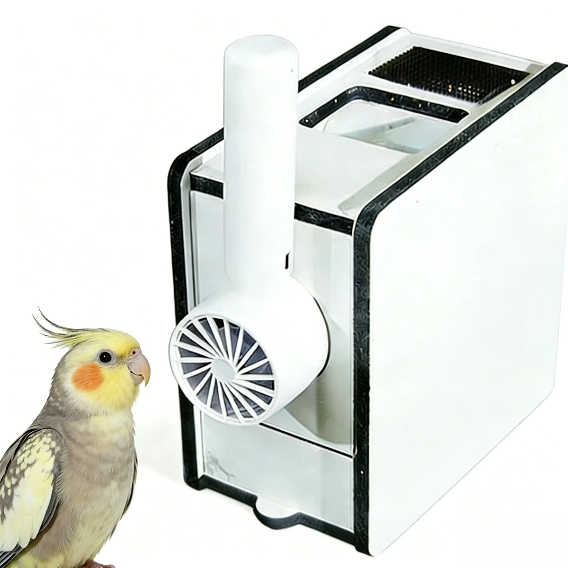 Electric Bird Seed Hull Separator with Portable Fan and USB Cable - Automatic Chaff Catcher for Parrots, Budgies, Cockatiels, and Canaries