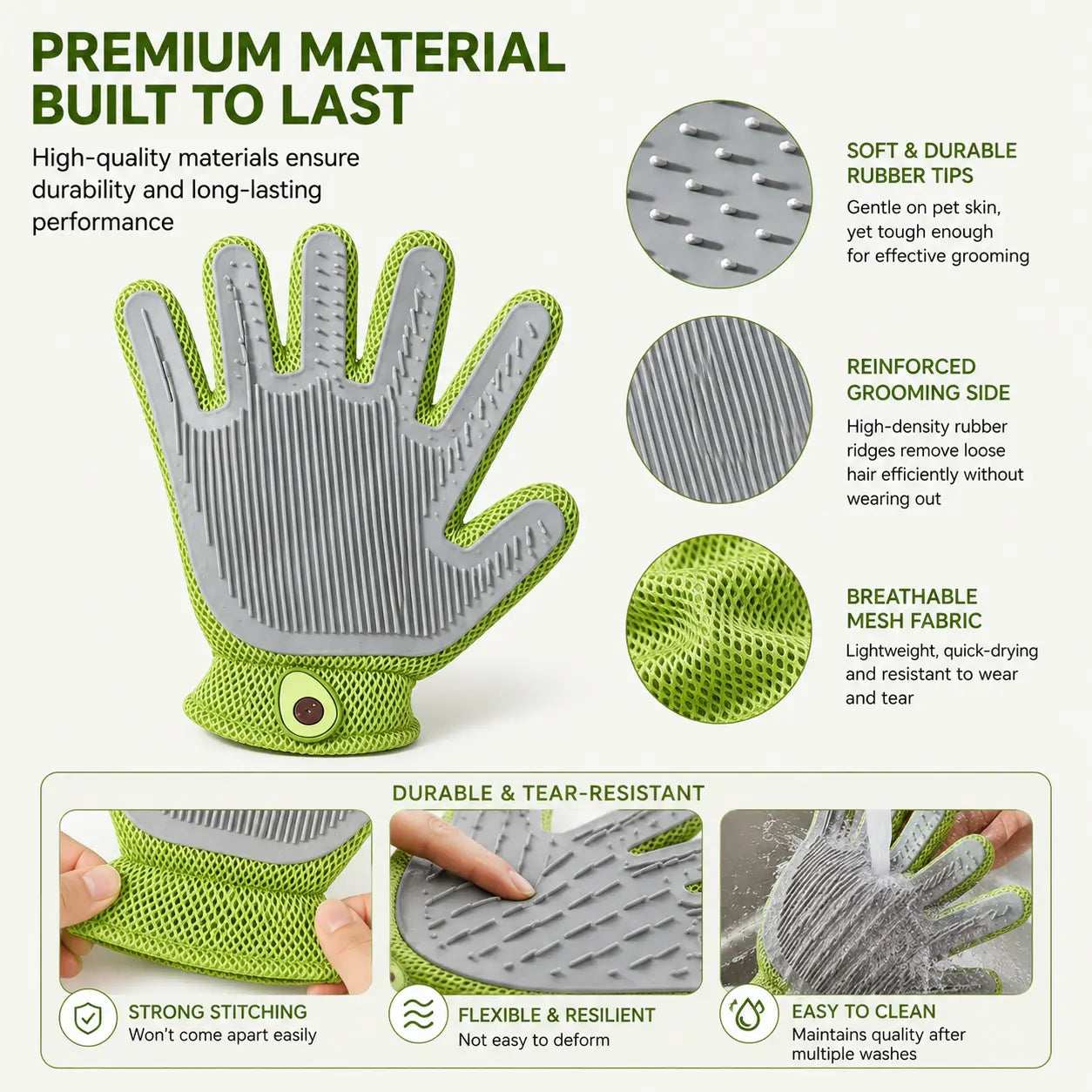 Professional Pet Grooming Glove for Cats and Dogs - Soft Silicone Brush for Daily Grooming, Deshedding, and Relaxing Massage, Reducing Loose Fur and Dirt for a Cleaner Home and Happier Pets
