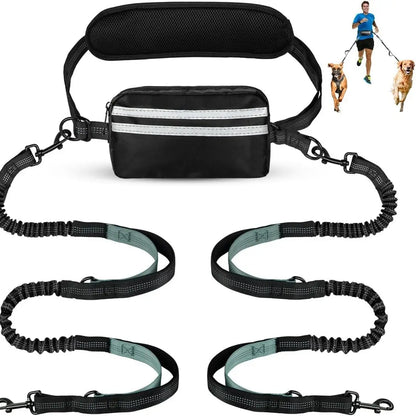 Pipidodo Hands-Free Dual Dog Leash with Waist Bag and Cushioned Pad – Effortless Walking for Two Dogs, Tangle-Free and Stress-Free