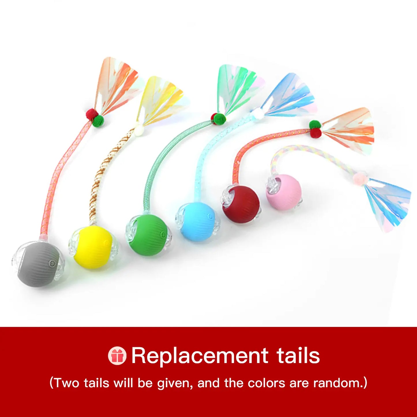 Mizusu Interactive Teaser Toy for Cats and Dogs with Two Extra Tails, Rolling Ball Toy for Kittens, Pet Supplies, and Accessories