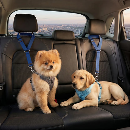 Adjustable Dog Car Safety Harness and Leash, Universal Fit for SUVs and Trucks, Includes Dual LED Retractable Chew Balls and Outdoor Interactive Bungee Toy