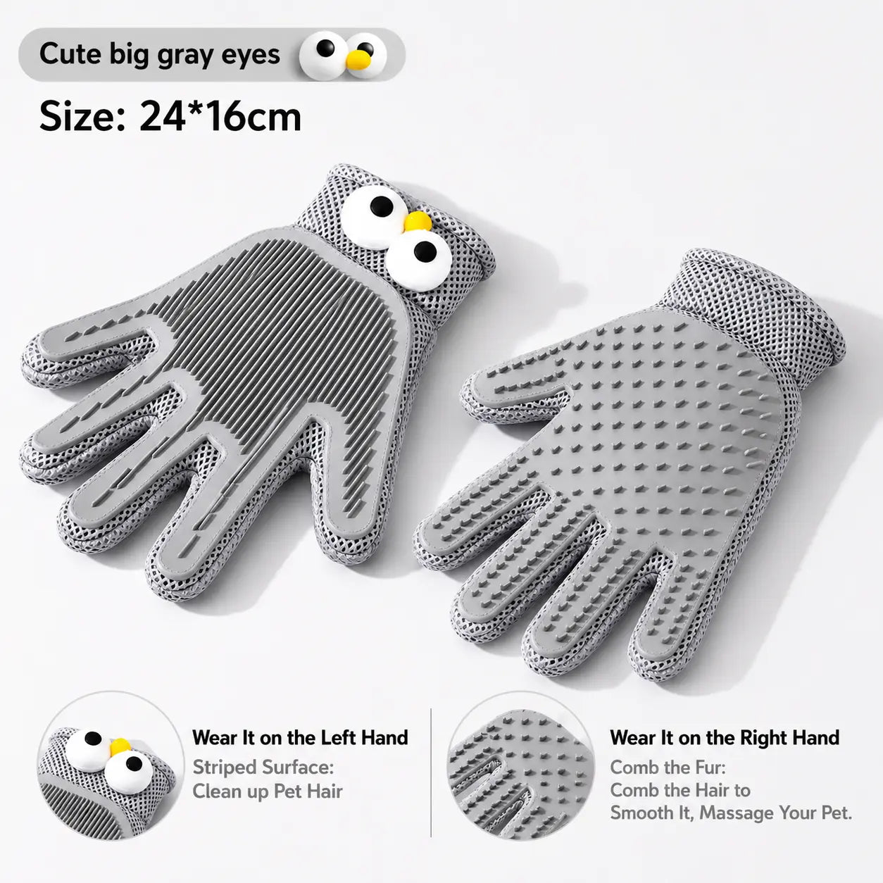 Professional Pet Grooming Glove for Cats and Dogs - Soft Silicone Brush for Daily Grooming, Deshedding, and Relaxing Massage, Reducing Loose Fur and Dirt for a Cleaner Home and Happier Pets