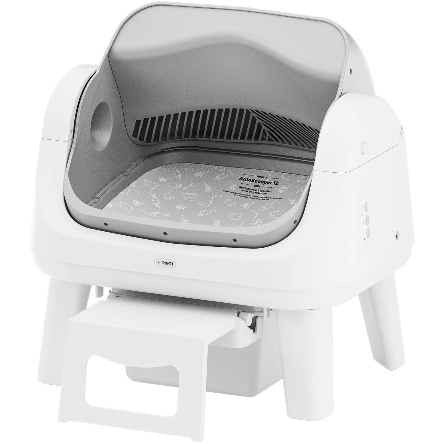 Petpivot Autoscooper 12 Lite Open Top Self-Cleaning Cat Litter Box with Advanced Safety Sensors and Senior-Friendly Access Step