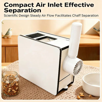 Electric Bird Seed Hull Separator with Portable Fan and USB Cable - Automatic Chaff Catcher for Parrots, Budgies, Cockatiels, and Canaries
