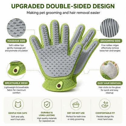Professional Pet Grooming Glove for Cats and Dogs - Soft Silicone Brush for Daily Grooming, Deshedding, and Relaxing Massage, Reducing Loose Fur and Dirt for a Cleaner Home and Happier Pets