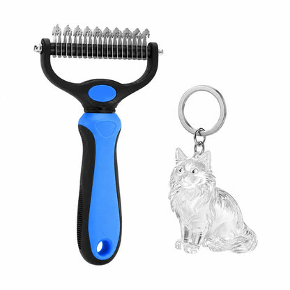 Professional Pet Dematting Undercoat Rake for Long-Haired Dogs and Cats, Double-Sided Deshedding Brush for Pain-Free Tangle Removal and Shedding Reduction, Premium Pet Grooming Tool N2
