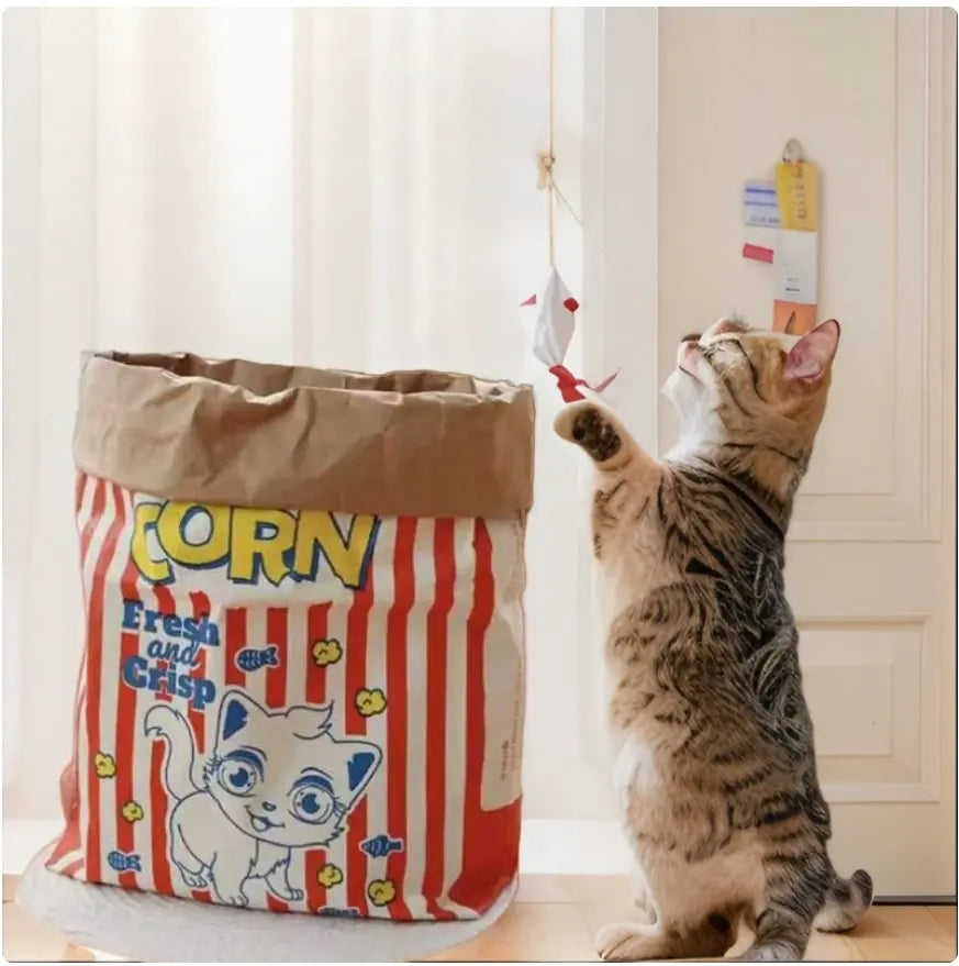 Premium Cat Hideout and Play Tunnel - Double-Layer Crinkle Bag for Indoor Kittens and Adults (29.53 x 13.78 Inches)