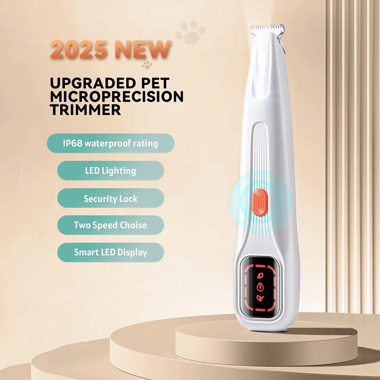 Pet Precision Hair Trimmer Kit - Rechargeable Dog Paw Trimmer with LED Light, Low Noise Dual-Speed Motor, Ideal for Small Dog and Cat Grooming, Waterproof Pet Grooming Tool