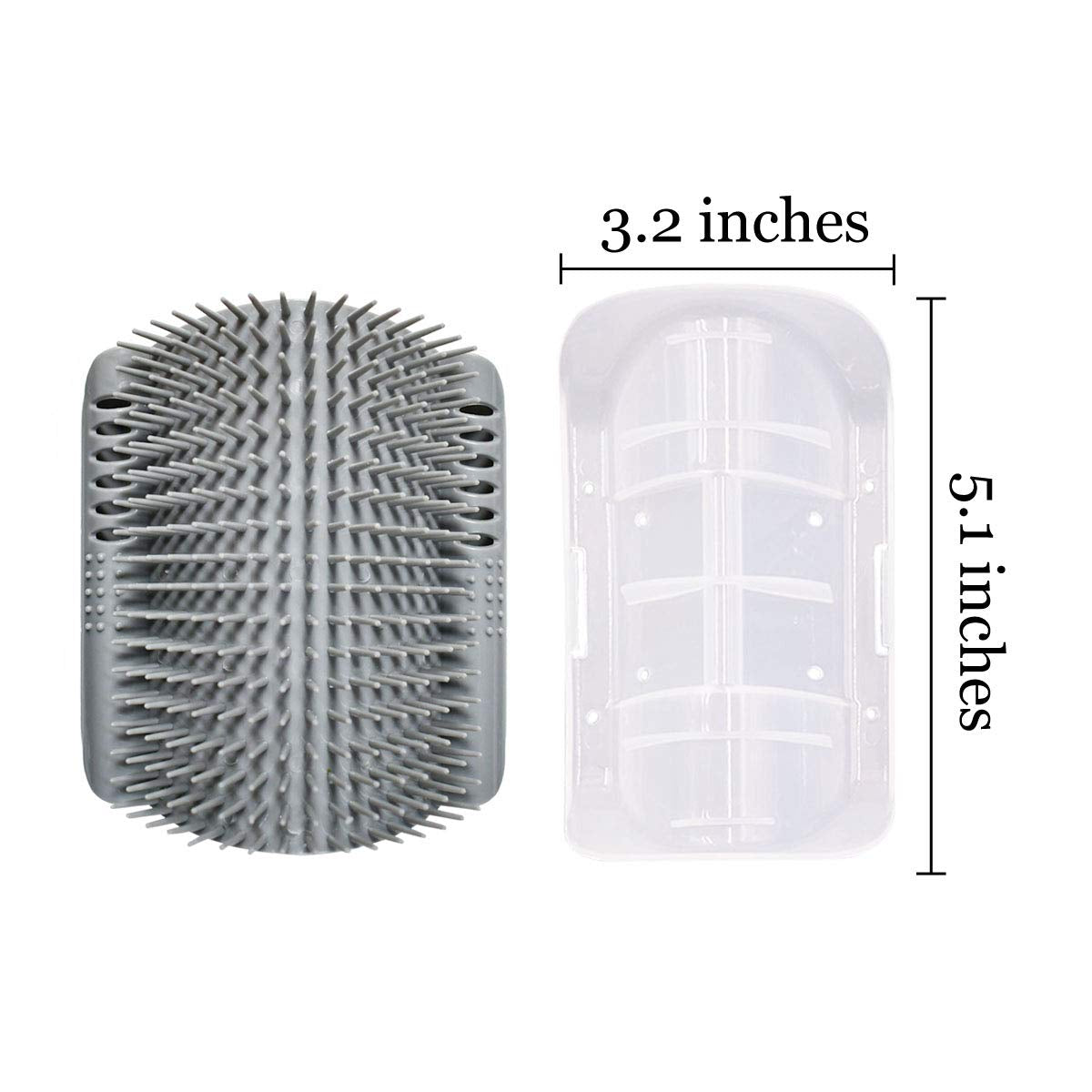 2-Pack Soft Self-Grooming Tool with Catnip Wall Corner Massage Comb and Scratcher for Cats and Dogs with Long or Short Fur (Gray)