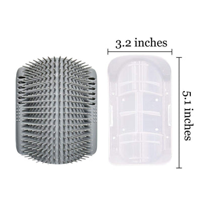 2-Pack Soft Self-Grooming Tool with Catnip Wall Corner Massage Comb and Scratcher for Cats and Dogs with Long or Short Fur (Gray)