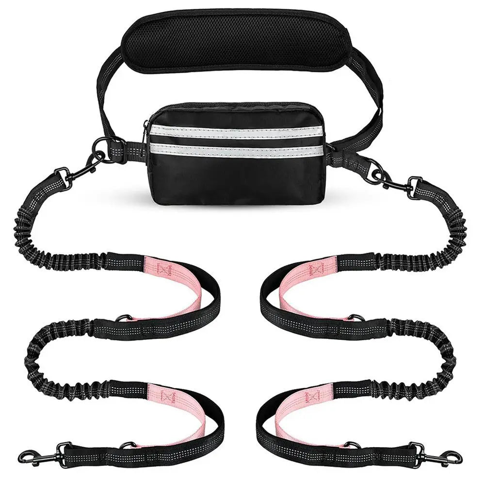 Pipidodo Hands-Free Dual Dog Leash with Waist Bag and Cushioned Pad – Effortless Walking for Two Dogs, Tangle-Free and Stress-Free