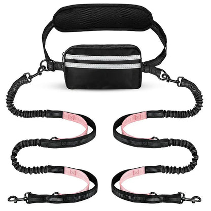 Pipidodo Hands-Free Dual Dog Leash with Waist Bag and Cushioned Pad – Effortless Walking for Two Dogs, Tangle-Free and Stress-Free