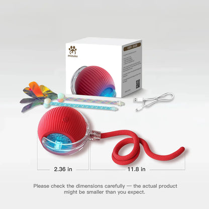 Mizusu Interactive Teaser Toy for Cats and Dogs with Two Extra Tails, Rolling Ball Toy for Kittens, Pet Supplies, and Accessories