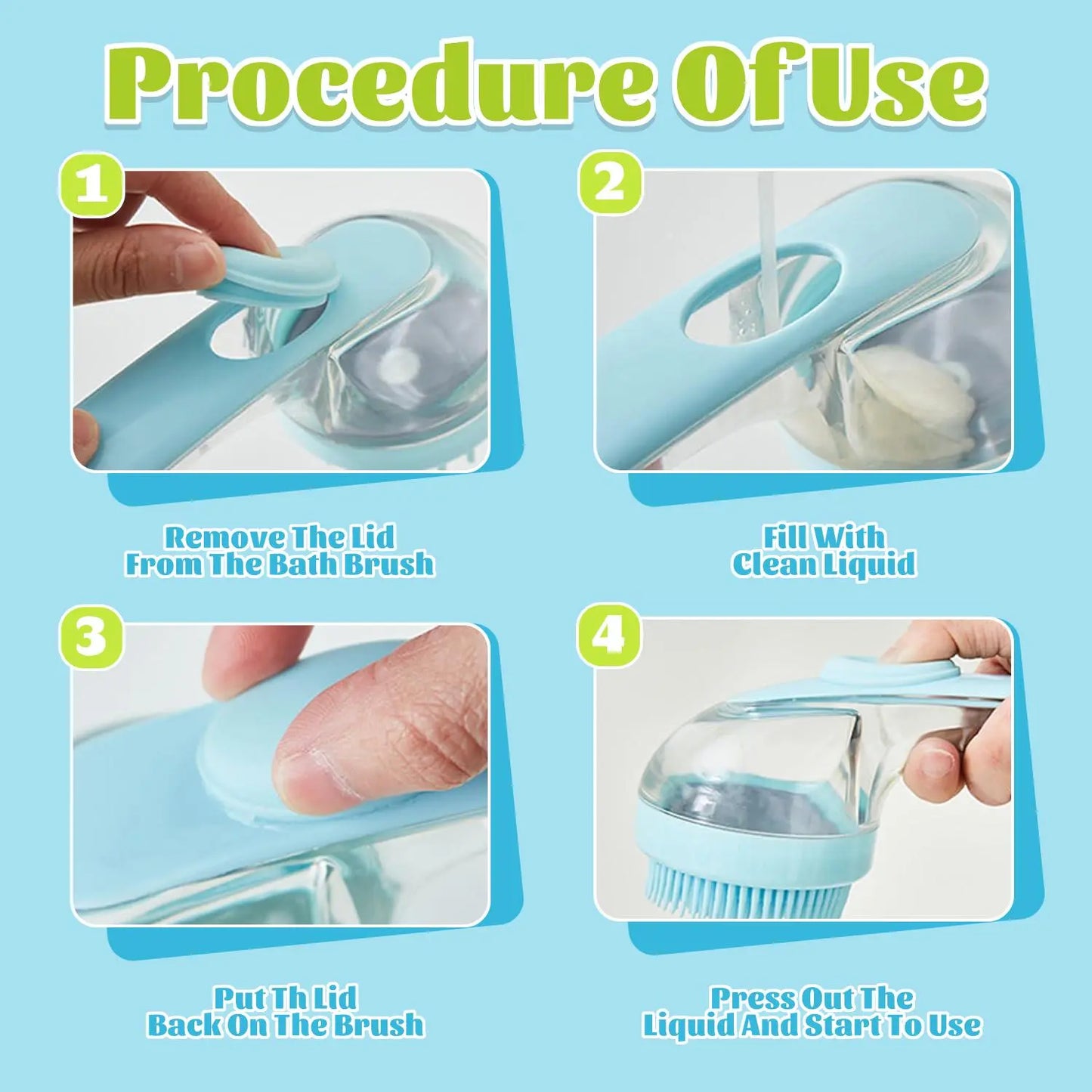 Pet Bath Brush with Shampoo Dispenser for Dogs and Cats - Ergonomic Handle, Gentle Massage Grooming Tool, Easy to Use, Essential Bathing Supply
