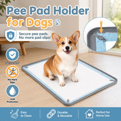 Dog Pee Pad Holder with Non-Slip Silicone Design, Magnetic Clips, and Leak-Proof Raised Edge for Indoor Floor Protection and Puppy Training Essentials