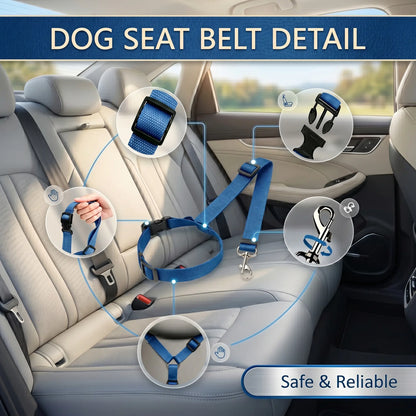 Adjustable Dog Car Safety Harness and Leash, Universal Fit for SUVs and Trucks, Includes Dual LED Retractable Chew Balls and Outdoor Interactive Bungee Toy