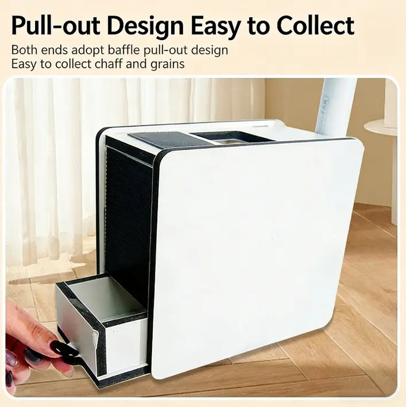 Electric Bird Seed Hull Separator with Portable Fan and USB Cable - Automatic Chaff Catcher for Parrots, Budgies, Cockatiels, and Canaries