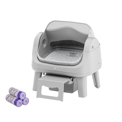 Petpivot Autoscooper 12 Lite Open Top Self-Cleaning Cat Litter Box with Advanced Safety Sensors and Senior-Friendly Access Step