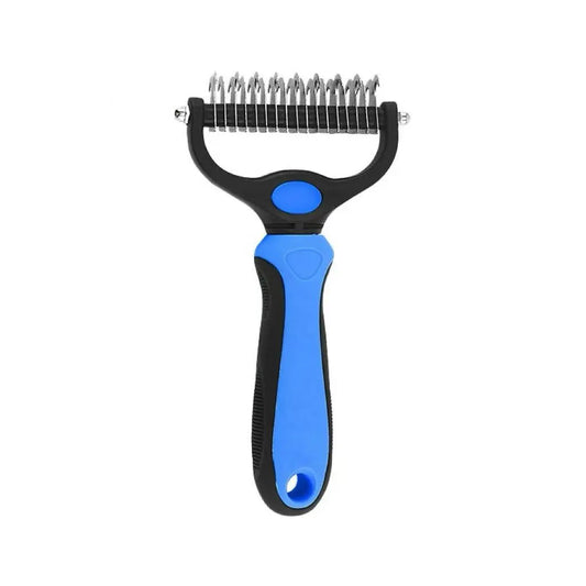 Professional Pet Dematting Undercoat Rake for Long-Haired Dogs and Cats, Double-Sided Deshedding Brush for Pain-Free Tangle Removal and Shedding Reduction, Premium Pet Grooming Tool N2