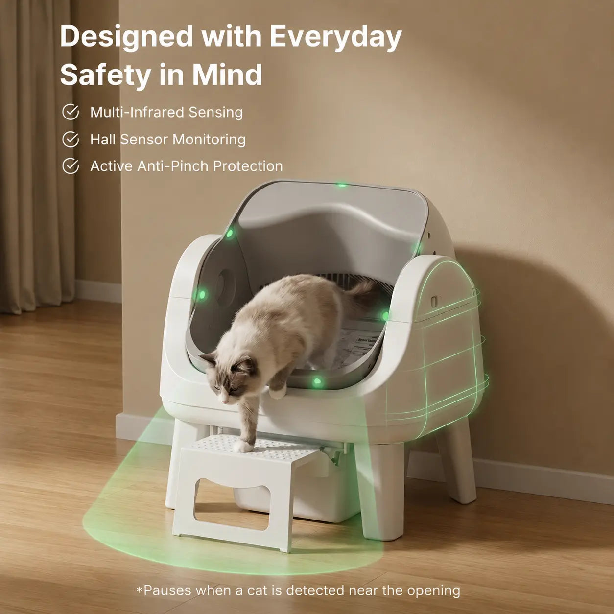 Petpivot Autoscooper 12 Lite Open Top Self-Cleaning Cat Litter Box with Advanced Safety Sensors and Senior-Friendly Access Step