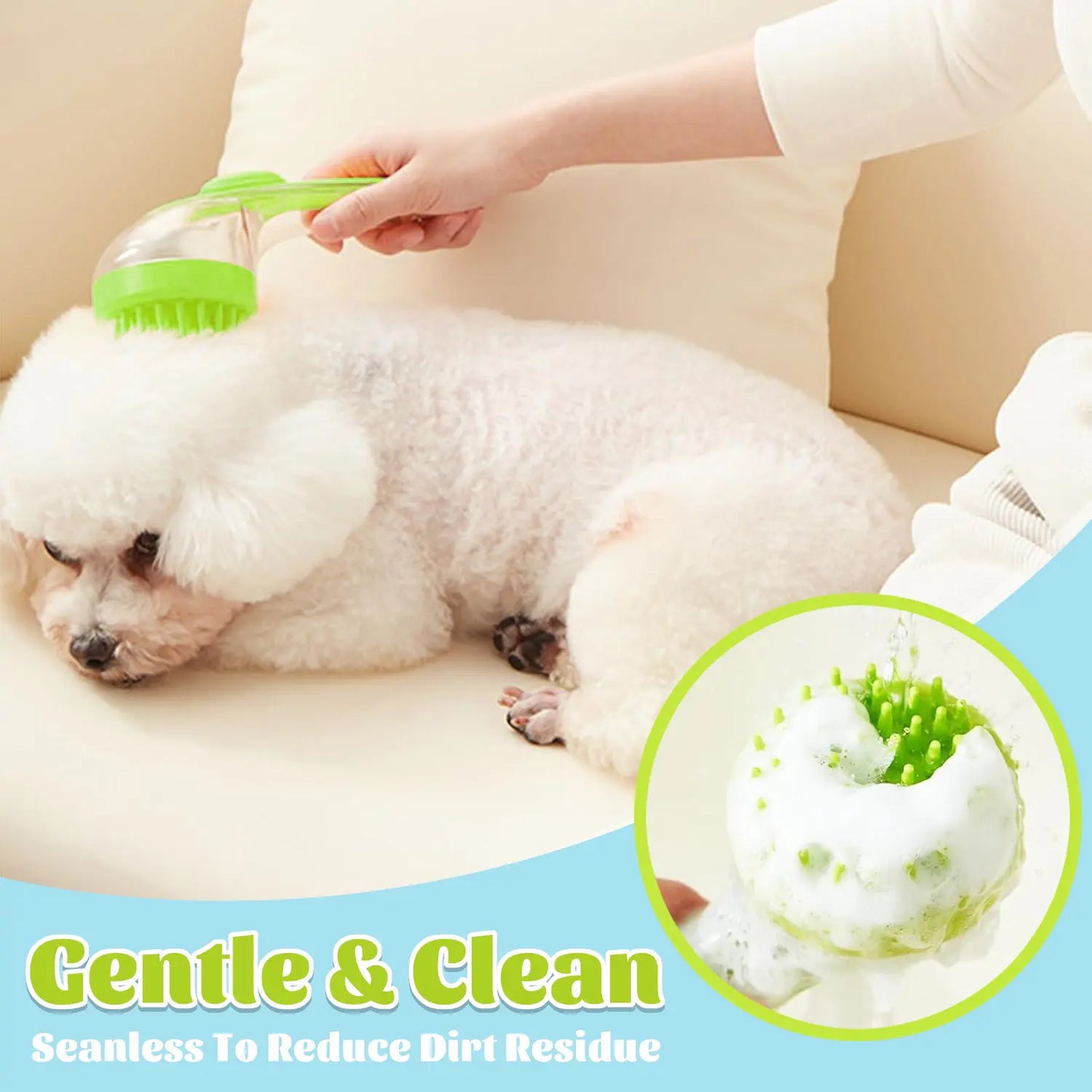 Professional Pet Bath Brush with Integrated Shampoo Dispenser for Dogs and Cats, Ergonomic Design, Gentle Massage Grooming Tool, User-Friendly Essential Bathing Accessory
