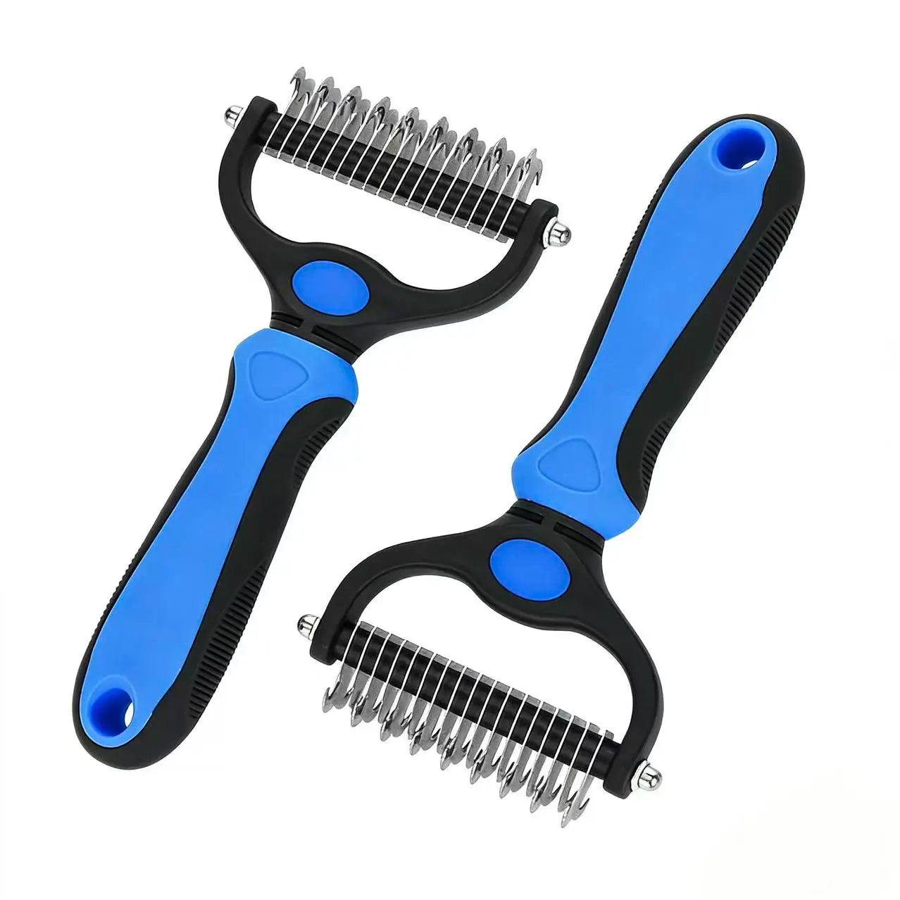 Professional Pet Dematting Undercoat Rake for Long-Haired Dogs and Cats, Double-Sided Deshedding Brush for Pain-Free Tangle Removal and Shedding Reduction, Premium Pet Grooming Tool N2