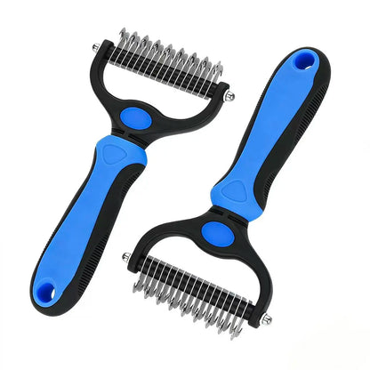 Professional Pet Dematting Undercoat Rake for Long-Haired Dogs and Cats, Double-Sided Deshedding Brush for Pain-Free Tangle Removal and Shedding Reduction, Premium Pet Grooming Tool N2
