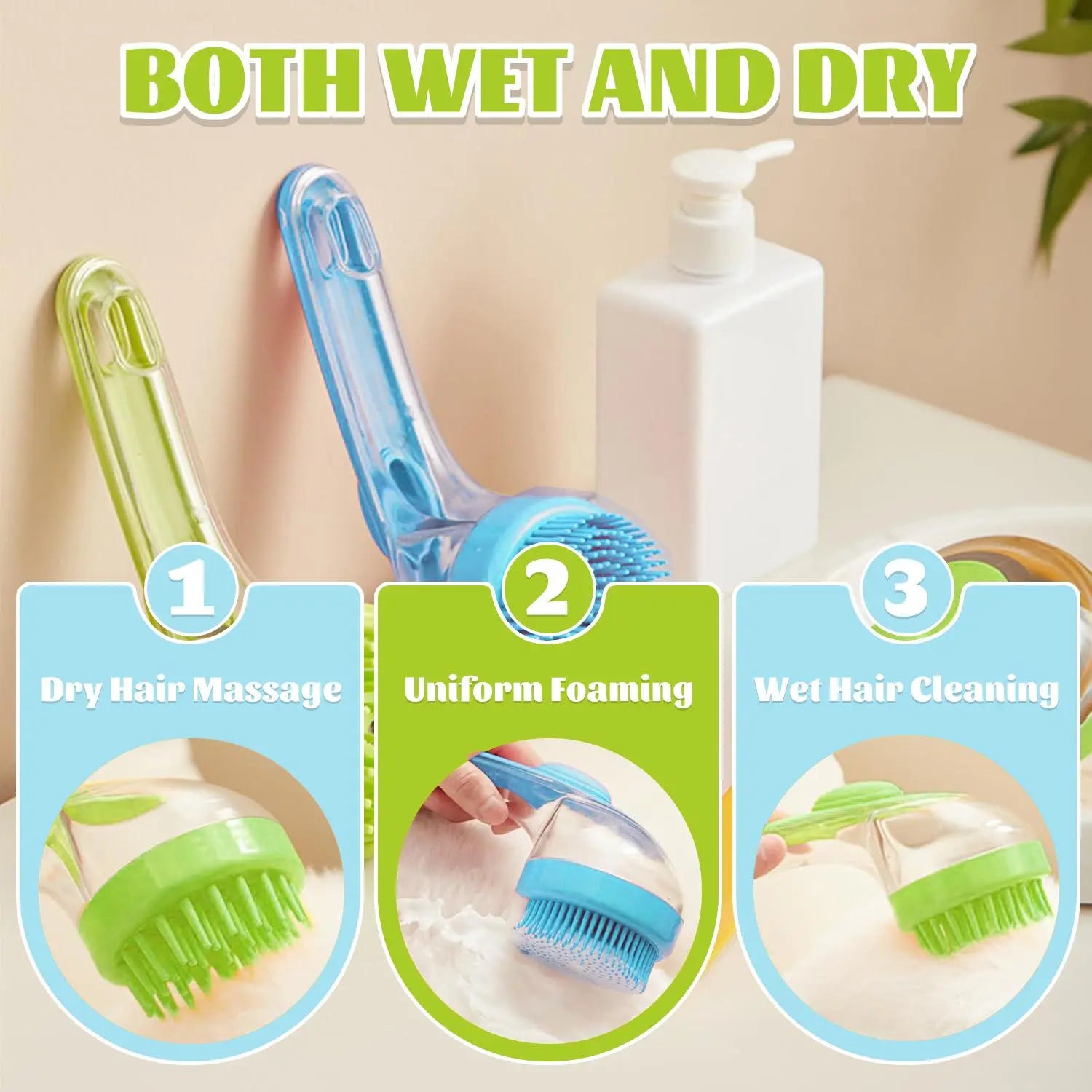 Pet Bath Brush with Shampoo Dispenser for Dogs and Cats - Ergonomic Handle, Gentle Massage Grooming Tool, Easy to Use, Essential Bathing Supply