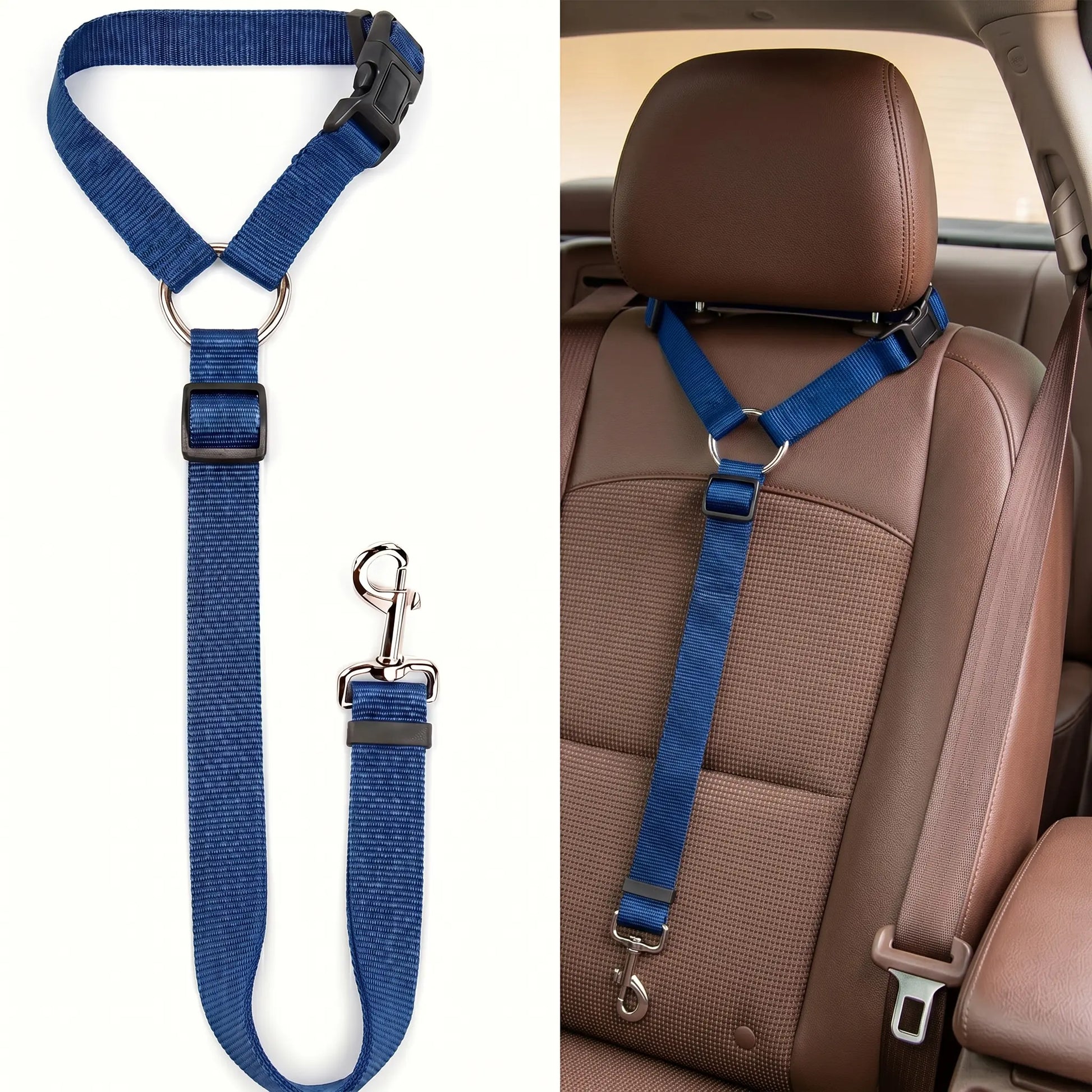 Adjustable Dog Car Safety Harness and Leash, Universal Fit for SUVs and Trucks, Includes Dual LED Retractable Chew Balls and Outdoor Interactive Bungee Toy