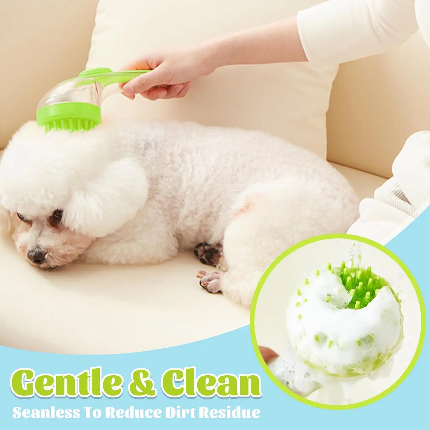 Pet Bath Brush with Shampoo Dispenser for Dogs and Cats - Ergonomic Handle, Gentle Massage Grooming Tool, Easy to Use, Essential Bathing Supply