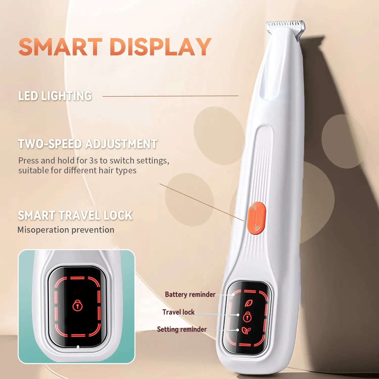 Pet Precision Hair Trimmer Kit - Rechargeable Dog Paw Trimmer with LED Light, Low Noise Dual-Speed Motor, Ideal for Small Dog and Cat Grooming, Waterproof Pet Grooming Tool