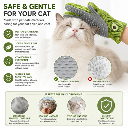 Professional Pet Grooming Glove for Cats and Dogs - Soft Silicone Brush for Daily Grooming, Deshedding, and Relaxing Massage, Reducing Loose Fur and Dirt for a Cleaner Home and Happier Pets