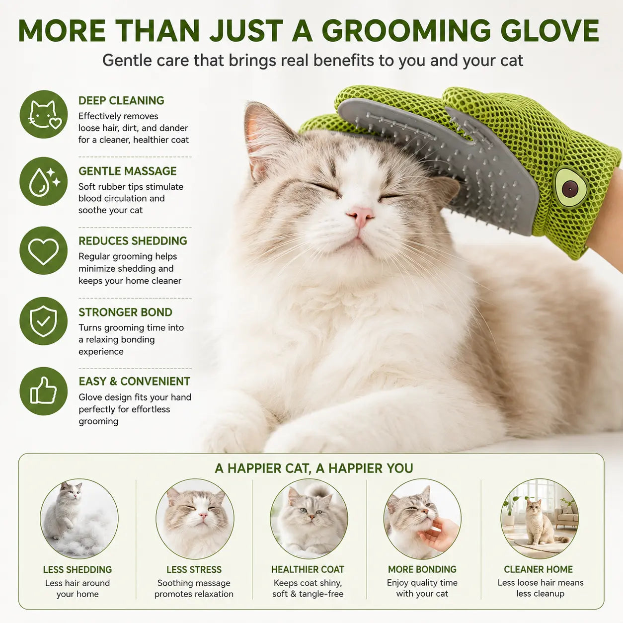 Professional Pet Grooming Glove for Cats and Dogs - Soft Silicone Brush for Daily Grooming, Deshedding, and Relaxing Massage, Reducing Loose Fur and Dirt for a Cleaner Home and Happier Pets