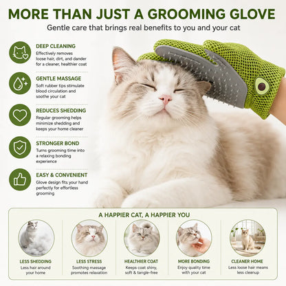 Professional Pet Grooming Glove for Cats and Dogs - Soft Silicone Brush for Daily Grooming, Deshedding, and Relaxing Massage, Reducing Loose Fur and Dirt for a Cleaner Home and Happier Pets